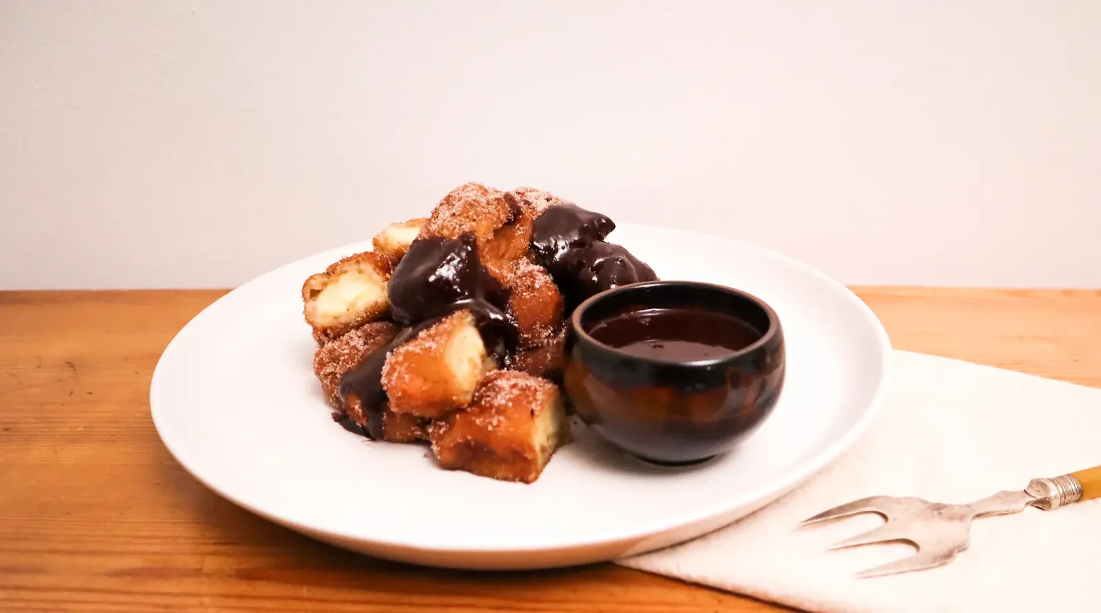 Banana fritters with cinnamon sugar, photographed for Pinch of Mint