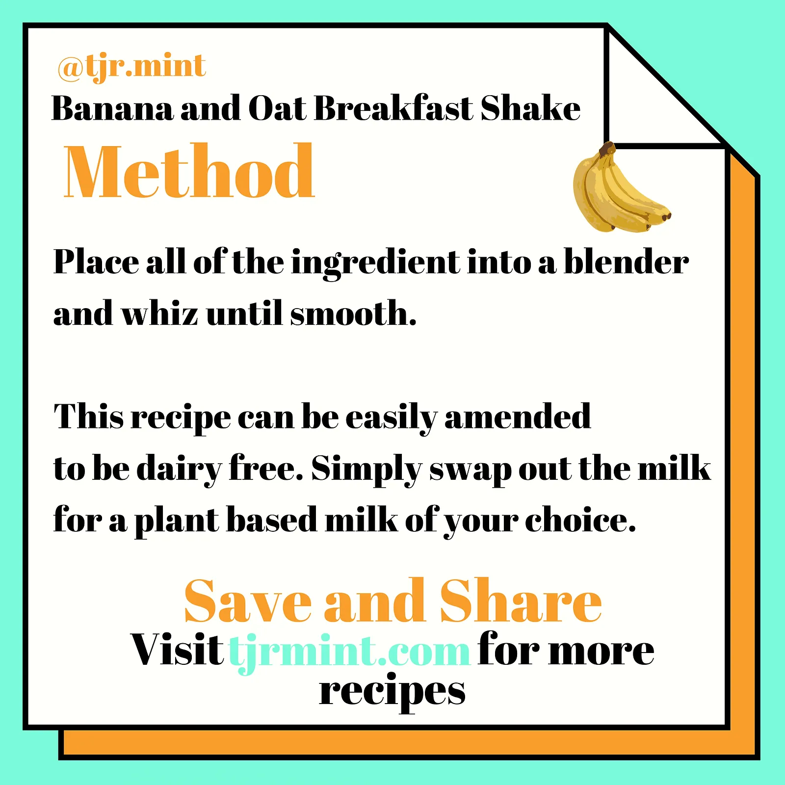 Banana and oat breakfast shake, photographed for Pinch of Mint