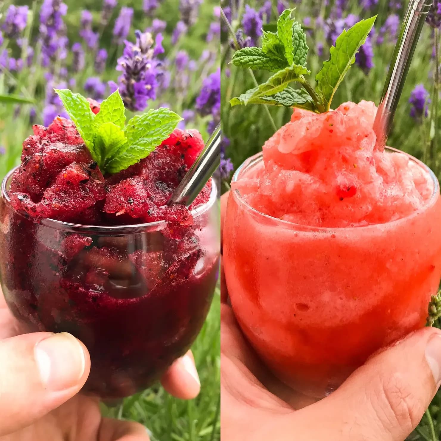 Real fruit slushies, photographed for Pinch of Mint