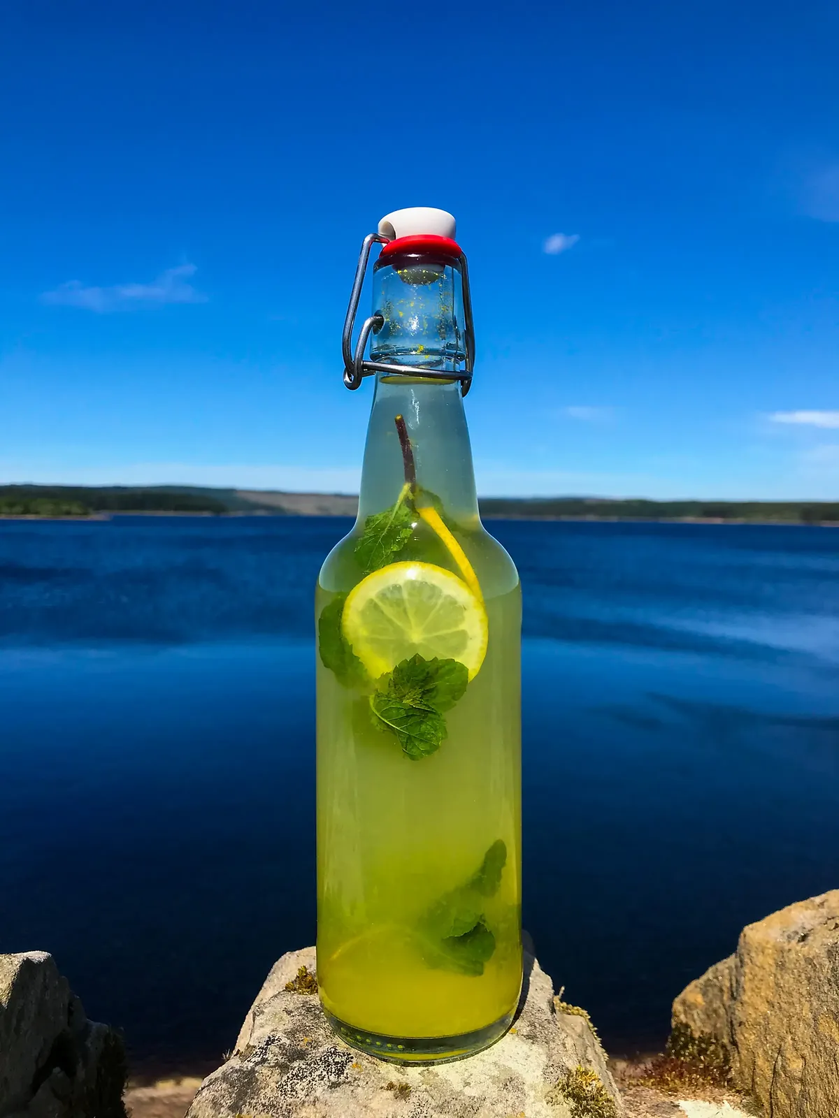 Lemonade with orange and mint, photographed for Pinch of Mint