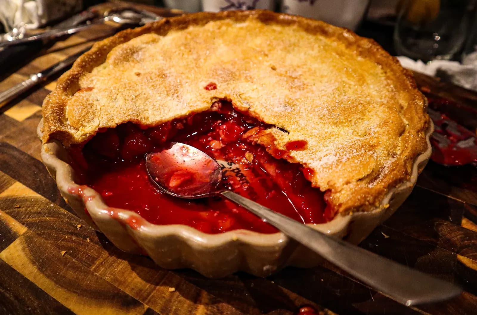 Classic plum pie, photographed for Pinch of Mint