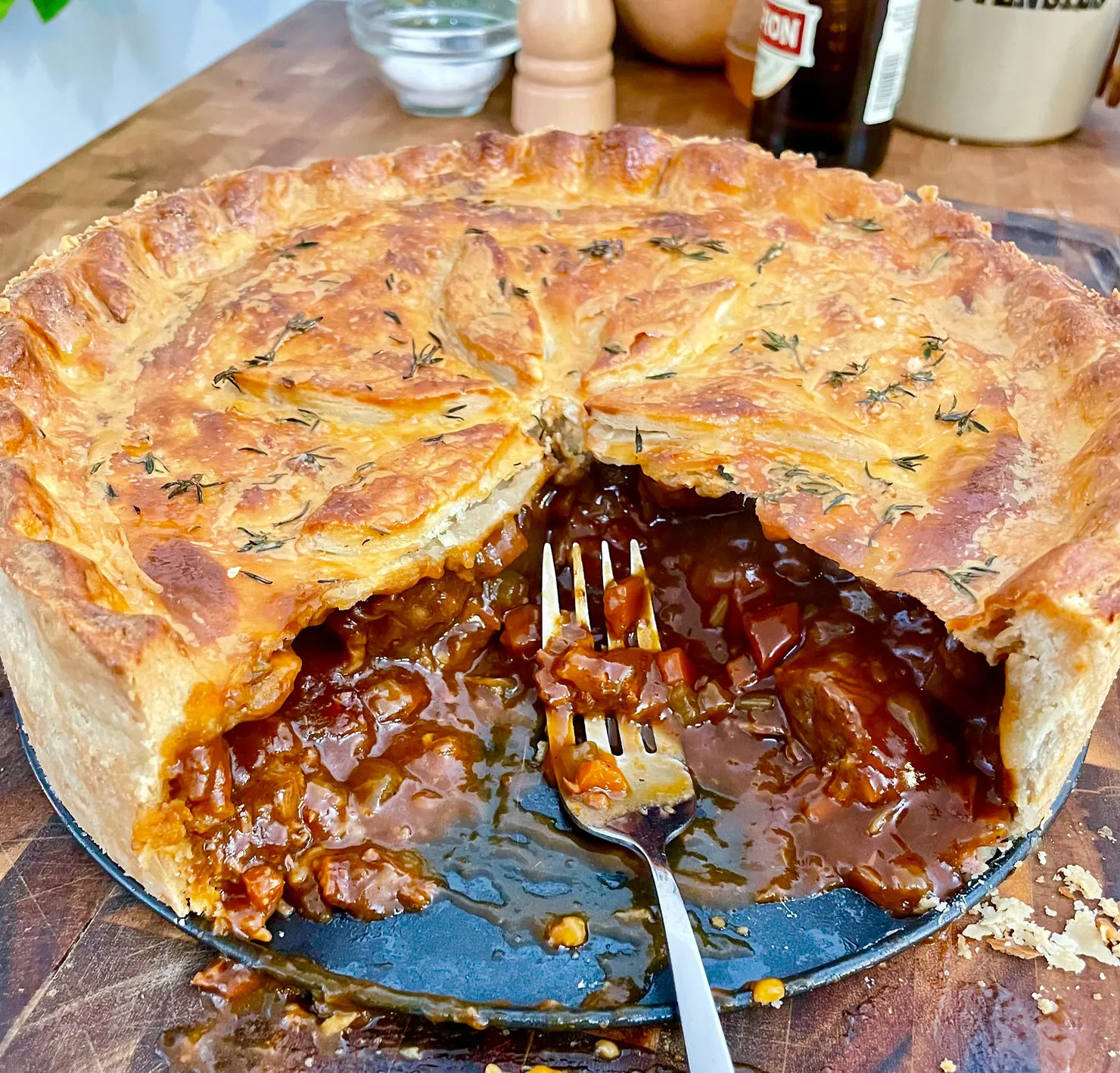 Steak and ale pie, photographed for Pinch of Mint